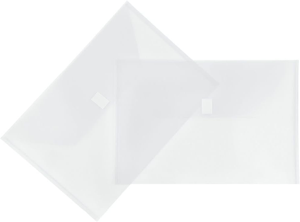 JAM PAPER Plastic Envelopes with Hook & Loop Closure - Legal Booklet - 9 3/4 x 14 1/2 - Clear - 3/Pack