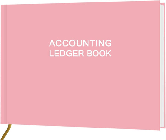 Accounting Ledger Book - Ledger Book for Small Businesses Bookkeeping & Personal Use, Expense Tracker Notebook for Tracking Money, Expenses, Deposits & Balance, 7" x 10", Pink