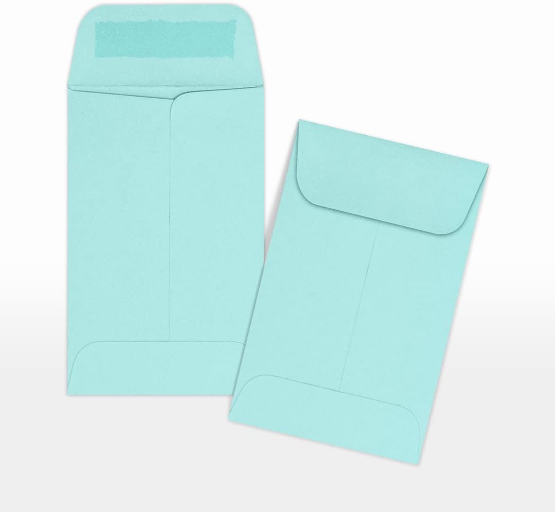 LUXPaper #1 Coin Envelopes | 2 1/4" x 3 1/2" | Seafoam Blue | 80lb. Text | 250 Qty