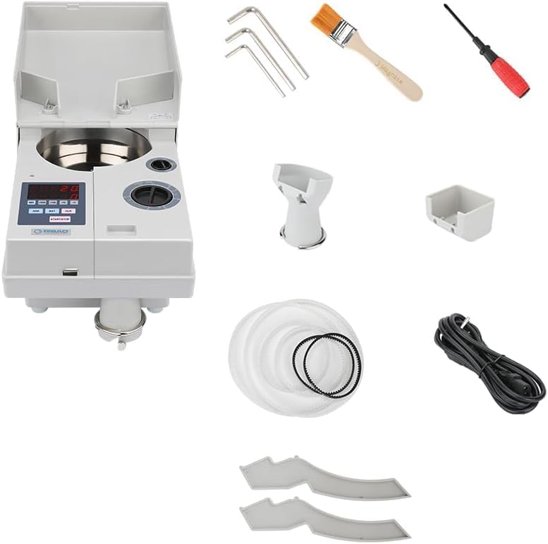 Ribao CS-10S High Speed Portable Coin Counter and Sorter, 1800 Coins per Minute Counting Speed, 2000 Coins Hopper Capacity, Suitable for International Coins and Tokens, Two-Year Warranty