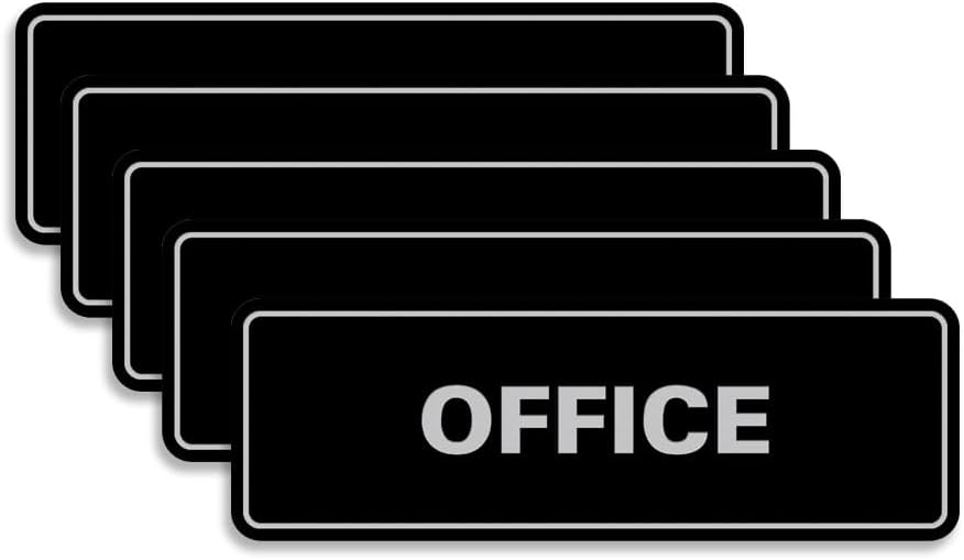 Signs ByLITA Standard Office Sign - Professional Business Signage - Easy to Install (Black/Silver) - Large 5 Pack