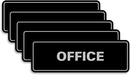 Signs ByLITA Standard Office Sign - Professional Business Signage - Easy to Install (Black/Silver) - Large 5 Pack