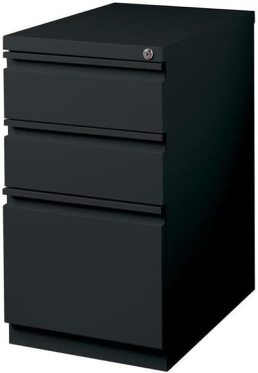 BOWERY HILL 20" 3-Drawer Modern Metal Mobile Pedestal File Cabinet in Black
