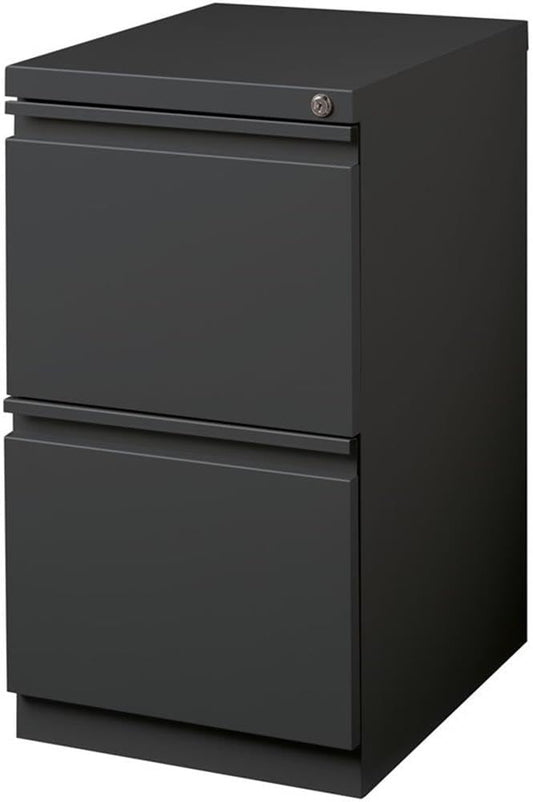 BOWERY HILL 20" D Mobile Pedestal 2-Drawer File/File. Full Width Pull in Charcoal