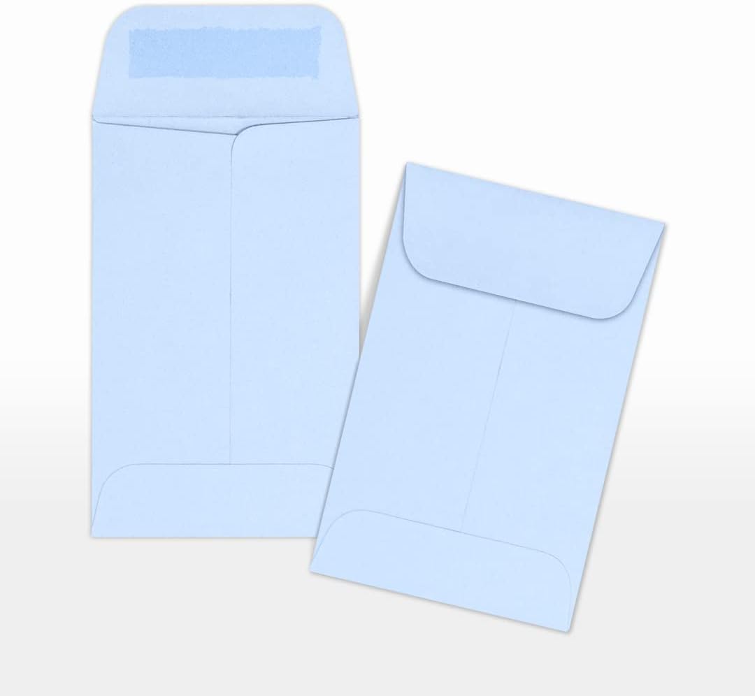 LUXPaper #1 Coin Envelopes | 2 1/4" x 3 1/2" | Baby Blue | 80lb. Text | 50 Qty