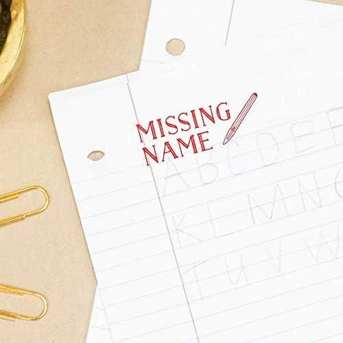 Custom Self-Inking Stamps | 49 Fun Phrases | Grading Made Easy | Classroom & Library (Missing Name, Large)