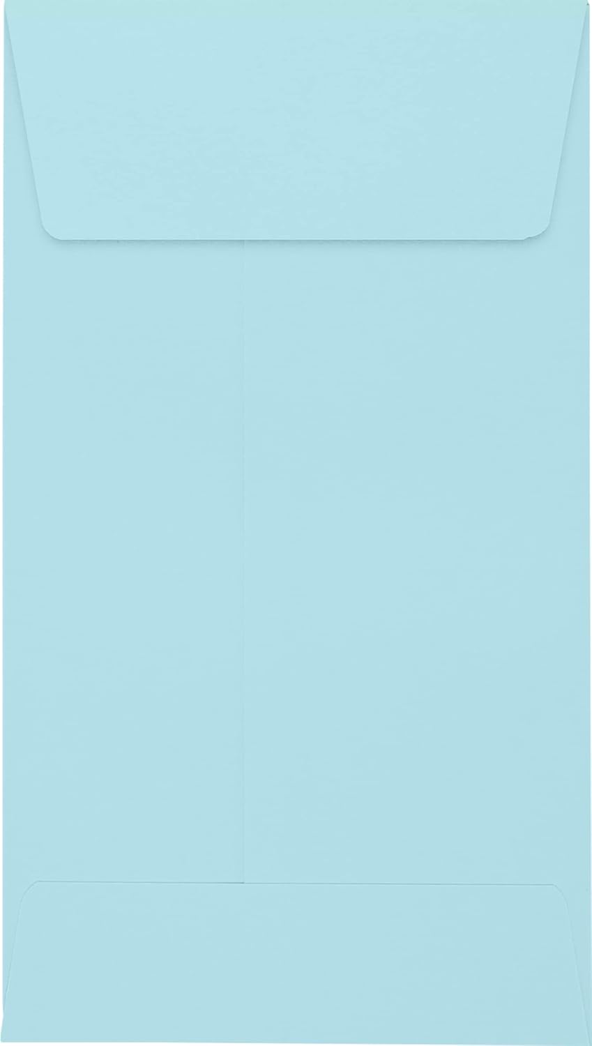 LUXPaper #5 1/2 Coin Envelopes - Small Envelopes for Cash, Business Cards, Jewelry - 24lb Pastel Blue, Size: 3 1/8 x 5 1/2, 50 Pack - 512CO-64-50
