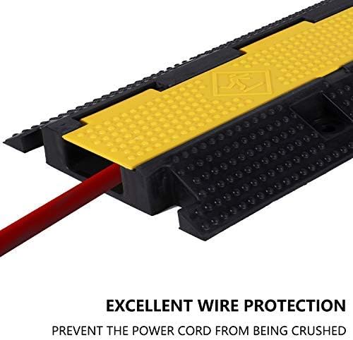 4 Pack Rubber Cable Ramp Hose Cable Protector Ramp 1 Channel 22000Lbs Load Capacity Traffic Speed Bump Wires Power Lines Extension Cord Cover for Indoor Outdoor