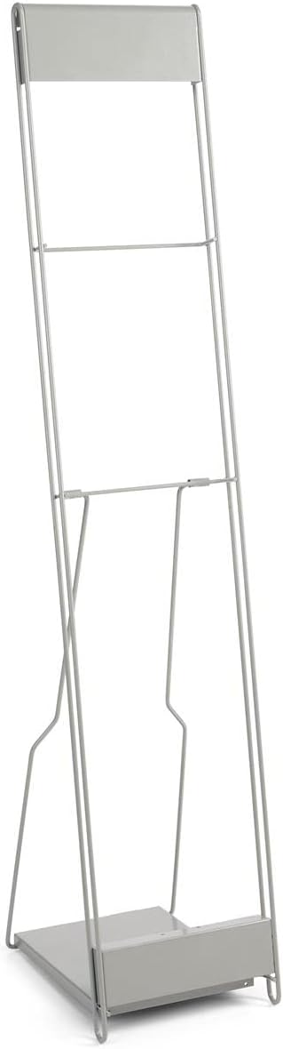 Portable Literature Stand with 10 Pockets for 8.5x11 Magazines, Carrying Bag Included, 54"h Floor-Standing Magazine Rack with Tiered Design, Steel (Silver)