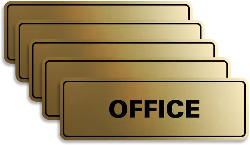 Signs ByLITA Standard Office Sign - Professional Business Signage - Easy to Install (Brushed Gold) - Medium 5 Pack