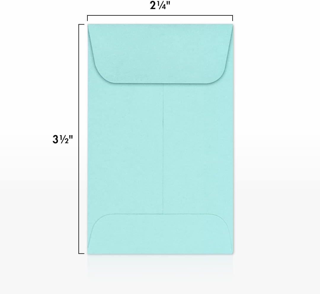 LUXPaper #1 Coin Envelopes | 2 1/4" x 3 1/2" | Seafoam Blue | 80lb. Text | 50 Qty.