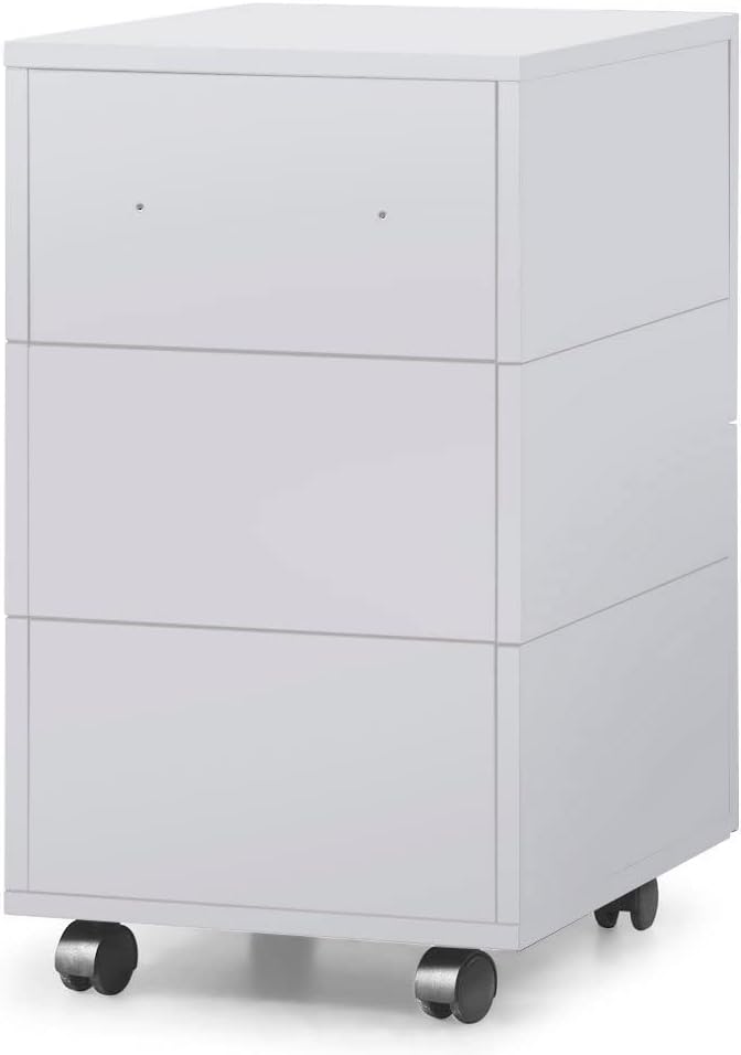 ZURI Hayes Modern 2 Drawer Mobile Legal and Letter Filling Pedestal - White