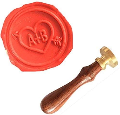 Vintage Custom Wedding Wax Seal Stamp Kit 2 Letter Monogram Arrow Heart Melting Spoon Stick Candle Wooden Gift Box Invitation Gift Wrap Package Custom Customize Personalized Sealing Wax Stamp Set