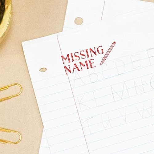 Custom Self-Inking Teacher Stamps - 49 Designs | Fun Phrases | Grading Made Easy | Classroom, Book, Library & More Stamps (Missing Name, Xtra Large)