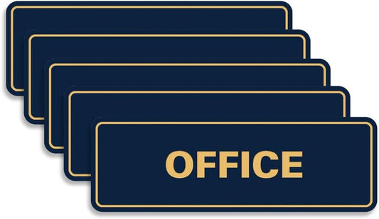 Signs ByLITA Standard Office Sign - Professional Business Signage - Easy to Install (Navy Blue/Gold) - Large 5 Pack