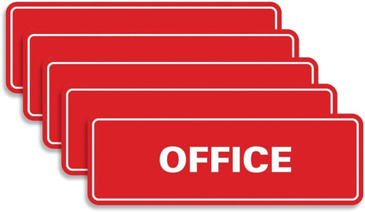 Signs ByLITA Standard Office Sign - Professional Business Signage - Easy to Install (Red) - Medium 5 Pack