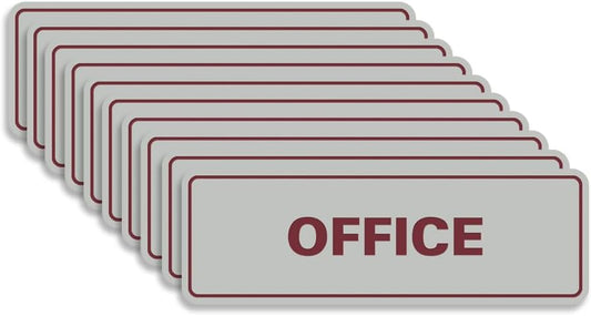 Signs ByLITA Standard Office Sign - Professional Business Signage - Easy to Install (Light Grey/Burgundy) - Small 10 Pack