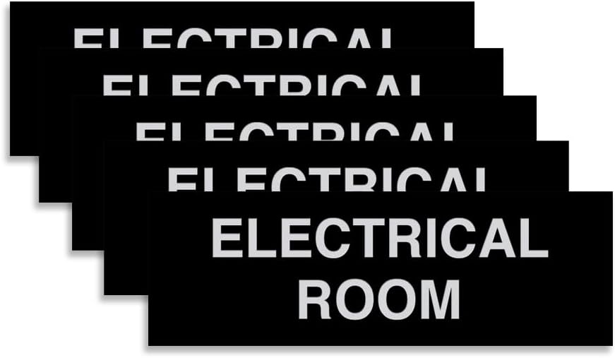 All Quality Basic Electrical Room Sign | Durable Construction | Building Safety - Silver - Large (5 Pack)