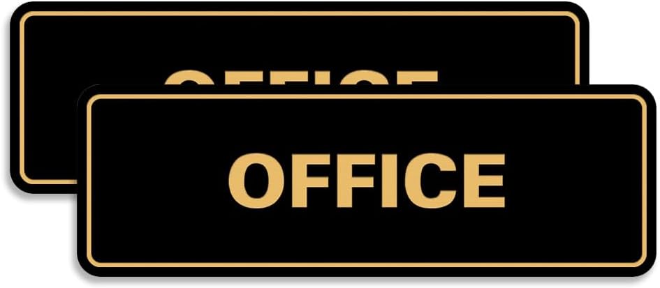 Signs ByLITA Standard Office Sign - Professional Business Signage - Easy to Install (Black/Gold) - Small 2 Pack