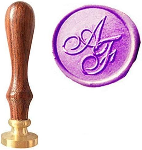 Vintage Custom Wedding Wax Seal Stamp 2 Letter Monogram Melting Spoon Stick Candle Rosewood Handle Invitation Gift Wrap Package Custom Customize Personalized Sealing Wax Stamp Set
