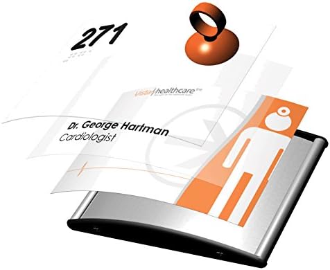 SET OF 4, OFFICE SIGN HOLDER FOR WALL OR DOOR MOUNT NAME PLATE FRAME DISPLAY CURVATURE PLAQUE SILVER ALUMINUM, 4.00" W x 6.00" H