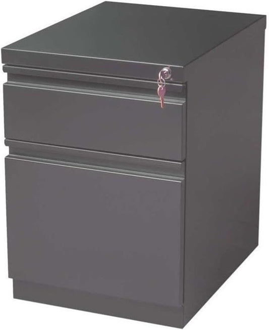 BOWERY HILL 20" D Mobile Pedestal File 2-Drawer Box/File Full Width Pull Charcoal