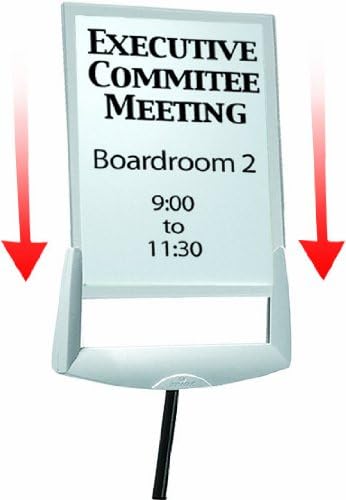 Durable SHERPA Acrylic Infobase Sign Stand - Metal Floor Stand - 40" to 60" Inch from Floor - Gray