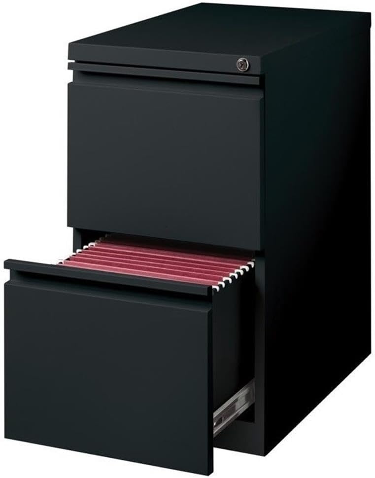 Scranton & Co 20" 2-Drawer Metal Mobile Pedestal File Cabinet in Black