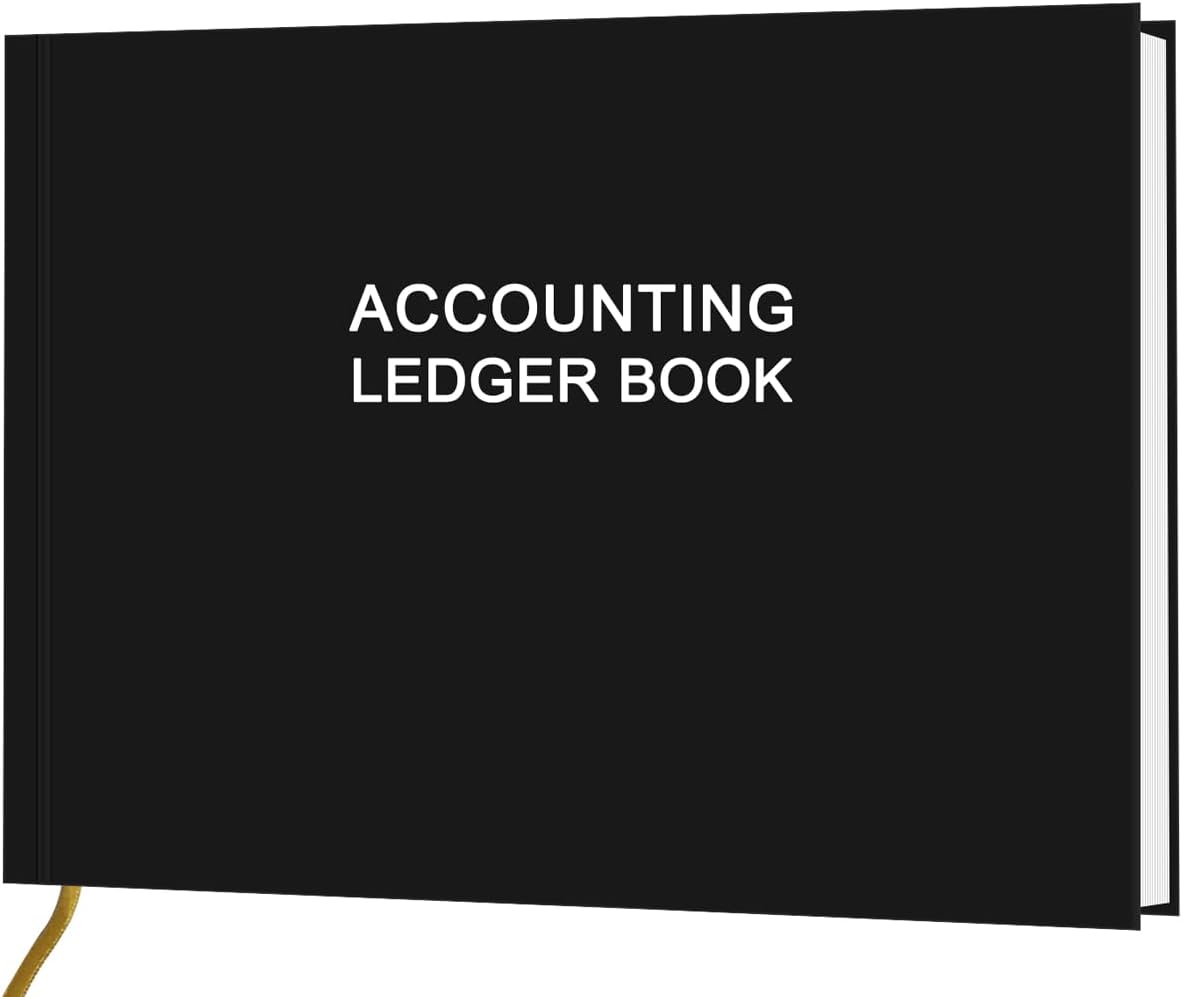Accounting Ledger Book - Ledger Book for Small Businesses Bookkeeping & Personal Use, Expense Tracker Notebook for Tracking Money, Expenses, Deposits & Balance, 7" x 10", Black