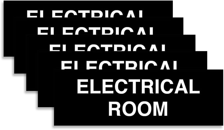 All Quality Basic Electrical Room Sign | Durable Construction | Building Safety - Black - Medium (5 Pack)