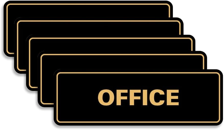 Signs ByLITA Standard Office Sign - Professional Business Signage - Easy to Install (Black Gold) - Large 5 Pack
