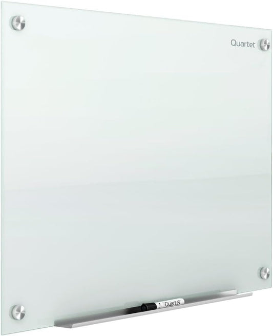 Quartet Whiteboard, Glass Dry Erase Board, Magnetic, 6' x 4', Infinity Frameless Mounting, White Surface, Accessory Tray, 1 Dry Erase Marker and 2 Glass Board Magnets (G7248W)