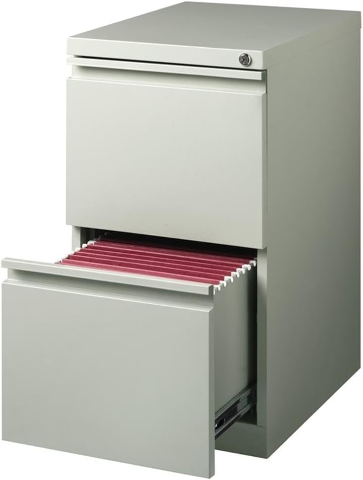 BOWERY HILL 2-Drawer Stainless Steel Mobile Pedestal File Cabinet in Light Gray