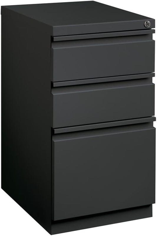 BOWERY HILL 3-Drawer Modern Metal Mobile Pedestal File Cabinet in Charcoal
