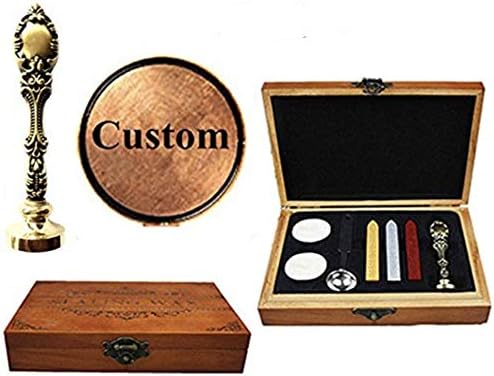 Customizable Personalized Custom Monogram Logo Picture Wax Seal Stamp Sealing Wax Sticks Spoon Wood Box Set Silver Metal Handle Invitations Package Seal Wax Seal Sealing Stamp Melting Spoon Set