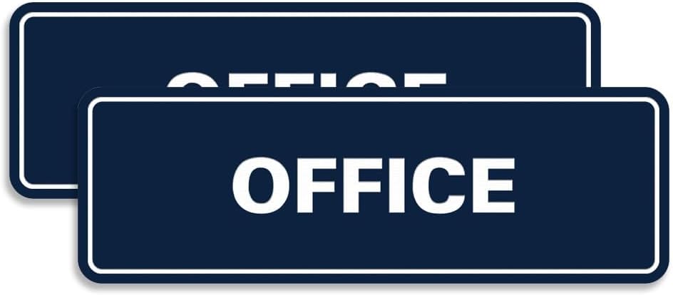 Signs ByLITA Standard Office Sign - Professional Business Signage - Easy to Install (Navy Blue/White) - Medium 2 Pack