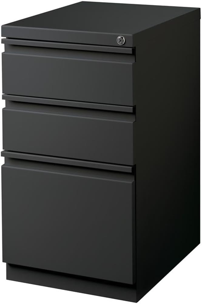 BOWERY HILL 3-Drawer Modern Metal Mobile Pedestal File Cabinet in Charcoal