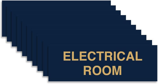 All Quality Basic Electrical Room Sign | Durable Construction | Building Safety - Blue/Gold - Large (10 Pack)