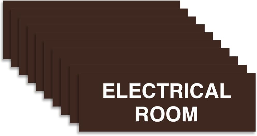 All Quality Basic Electrical Room Sign | Durable Construction | Building Safety - Ivory/Dark Brown - Large (10 Pack)