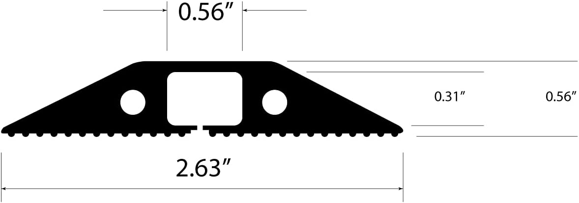 D-Line 30ft Floor Cord Cover, Made in USA Linkable Cable Protector, Hide Extension Cords, Protect Cords, Prevent Cable Trips, Cord Hider, Heavy Duty - Cord Cavity = 0.56" (W) x 0.35" (H) - Black