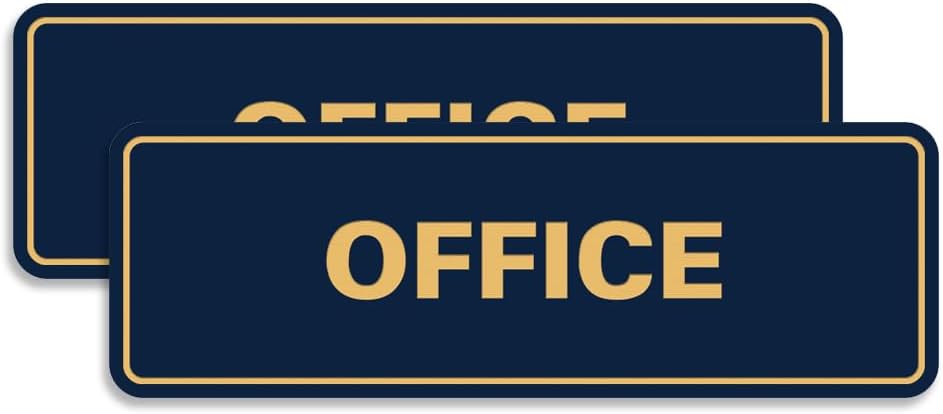 Signs ByLITA Standard Office Sign - Professional Business Signage - Easy to Install (Navy Blue/Gold) - Medium 2 Pack