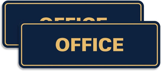 Signs ByLITA Standard Office Sign - Professional Business Signage - Easy to Install (Navy Blue/Gold) - Medium 2 Pack