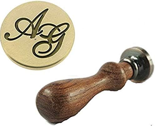 Vintage Customized Custom Two Letters Monogram Personalized Wax Seal Stamp Custom Your Design Letter Picture Logo Sealing Wax Seal Stamp Wedding Invitation Christmas Gift Wrap Card Seal Stamp Set