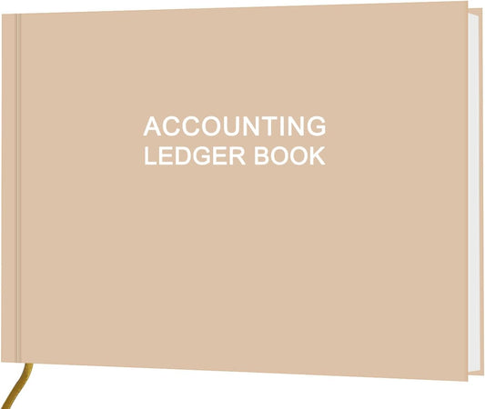 Accounting Ledger Book - Ledger Book for Small Businesses Bookkeeping & Personal Use, Expense Tracker Notebook for Tracking Money, Expenses, Deposits & Balance, 7" x 10", Beige