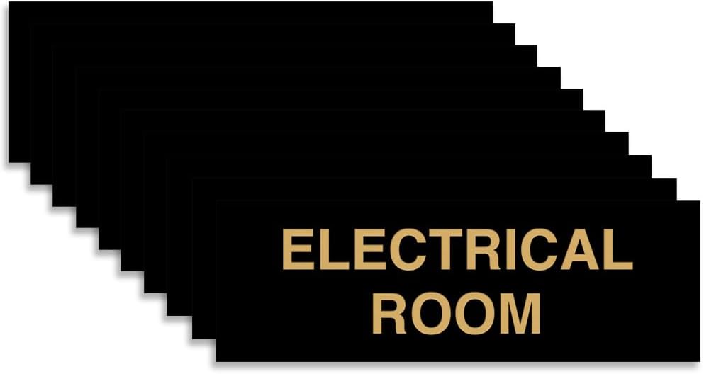 All Quality Basic Electrical Room Sign | Durable Construction | Building Safety - Black/Gold - Small (10 Pack)
