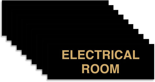 All Quality Basic Electrical Room Sign | Durable Construction | Building Safety - Black/Gold - Large (10 Pack)