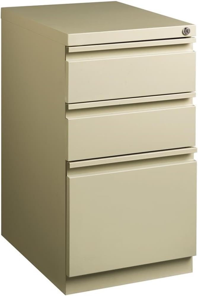 BOWERY HILL 20" D Metal Mobile Pedestal File 3-Drawer Box/Box/File. Putty/Beige