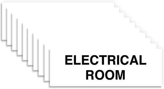 All Quality Basic Electrical Room Sign | Durable Construction | Building Safety - White - Medium (10 Pack)