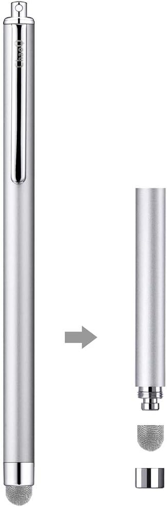 ChaoQ Stylus Pens for Touch Screens, Mesh Fiber Capacitive Stylus (6-Pack), with 6 Replaceable Mesh Tips (Black, White, Pink, Green, Sky Blue, Silver)