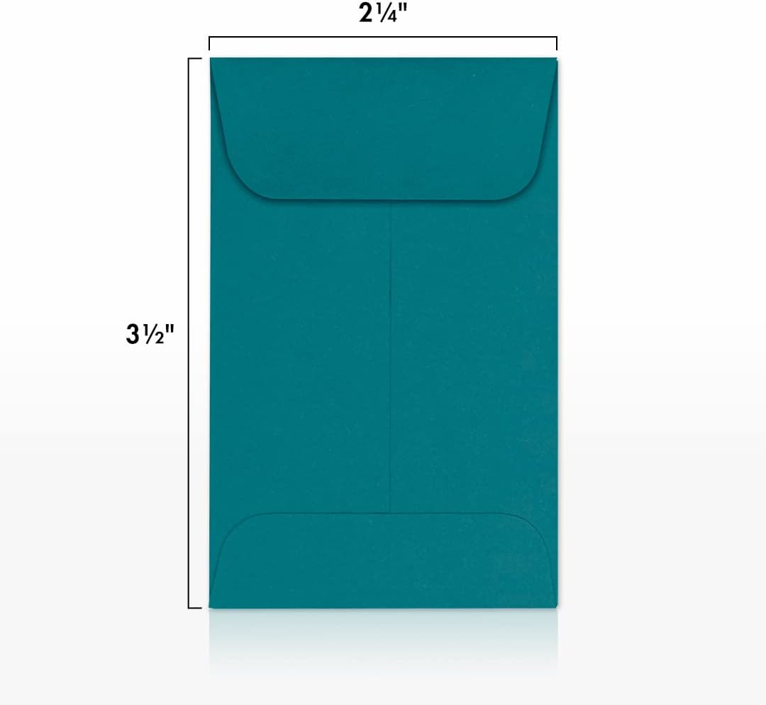 LUXPaper #1 Coin Envelopes | 2 1/4" x 3 1/2" | Teal | 80lb. Text | 1,000 Qty